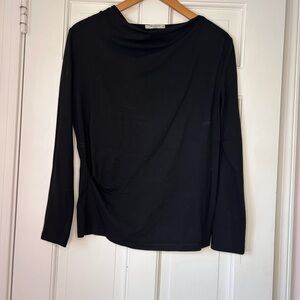 MM Lafleur Black Winfrey Cowl Neck Blouse Size Large